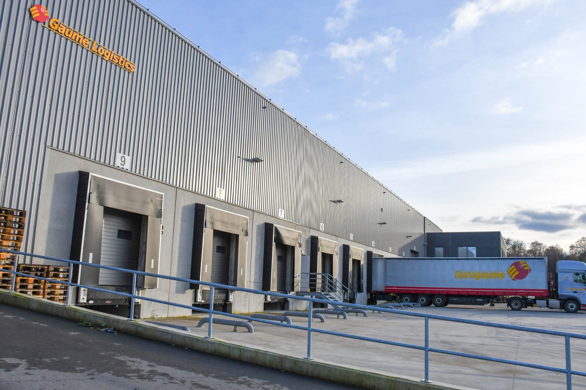 Eurogaume truck at the dock in front of the warehouse