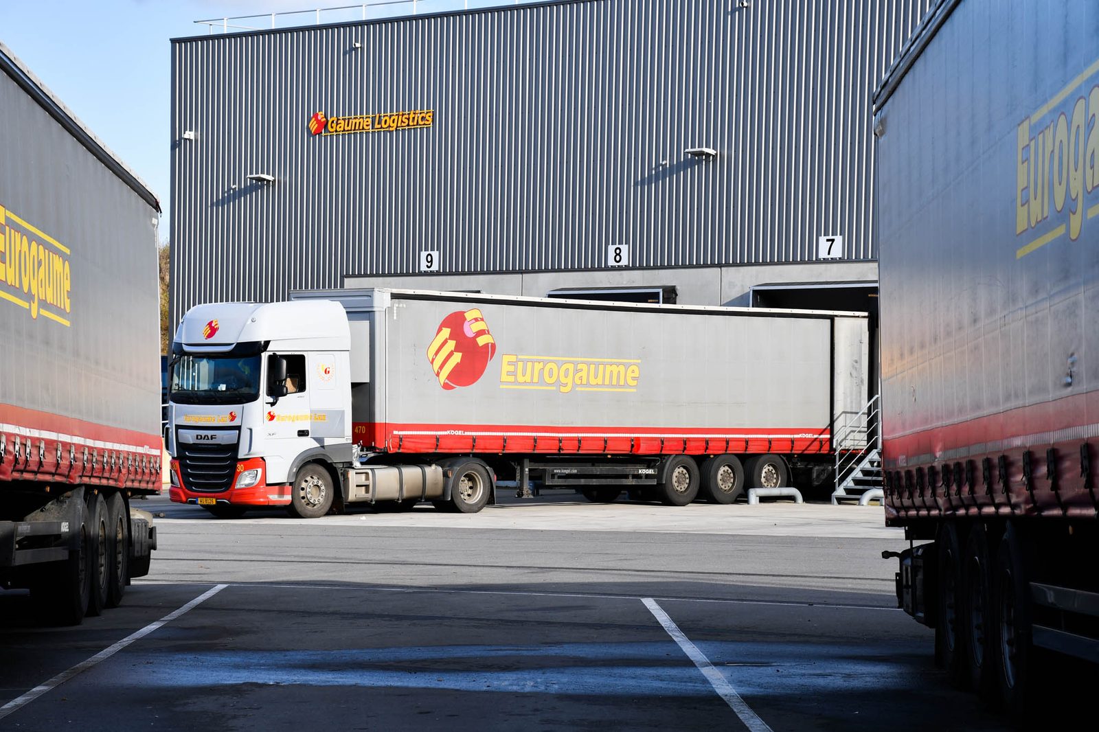 Eurogaume truck at the dock in front of the warehouse